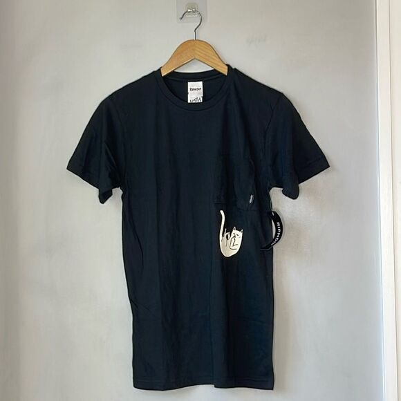 NWT Rip N Dip Falling for Nermal Pocket T-Shirt Black - Picture 1 of 4